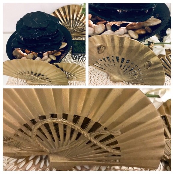 Other - Chinese brass fan wall hanging, set of 3
